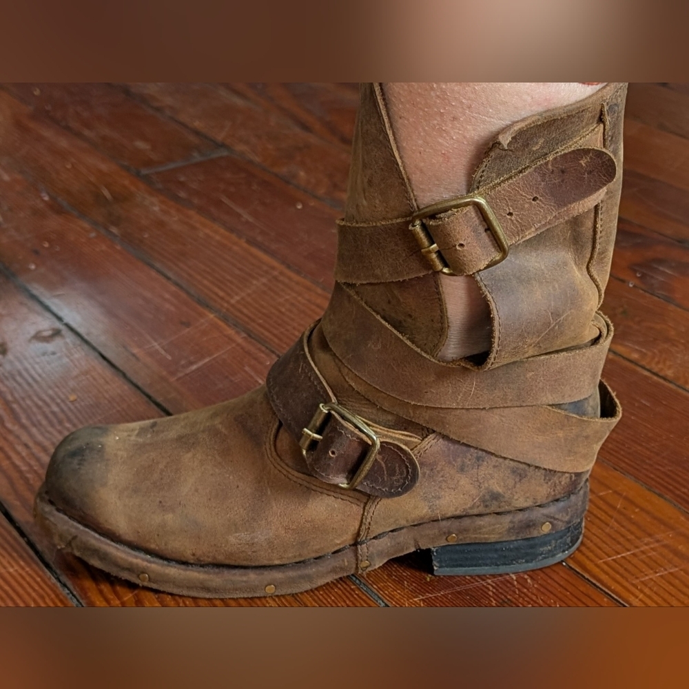 Jeffrey Campbell Free People Brit Intentionally Distressed Brown Leather Boots 9 - Picture 12 of 12